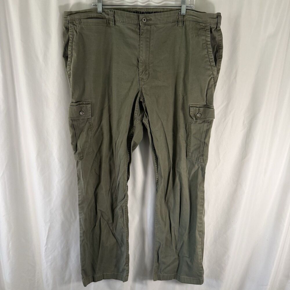 Duluth Flex Ballroom Khakis Men's 42x32 Green Cargo Pocket Relaxed Fit Cotton